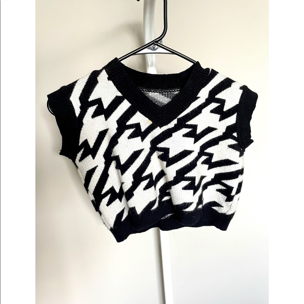 Swallow Grid Print Sweater V-Neck Vest Tank Top